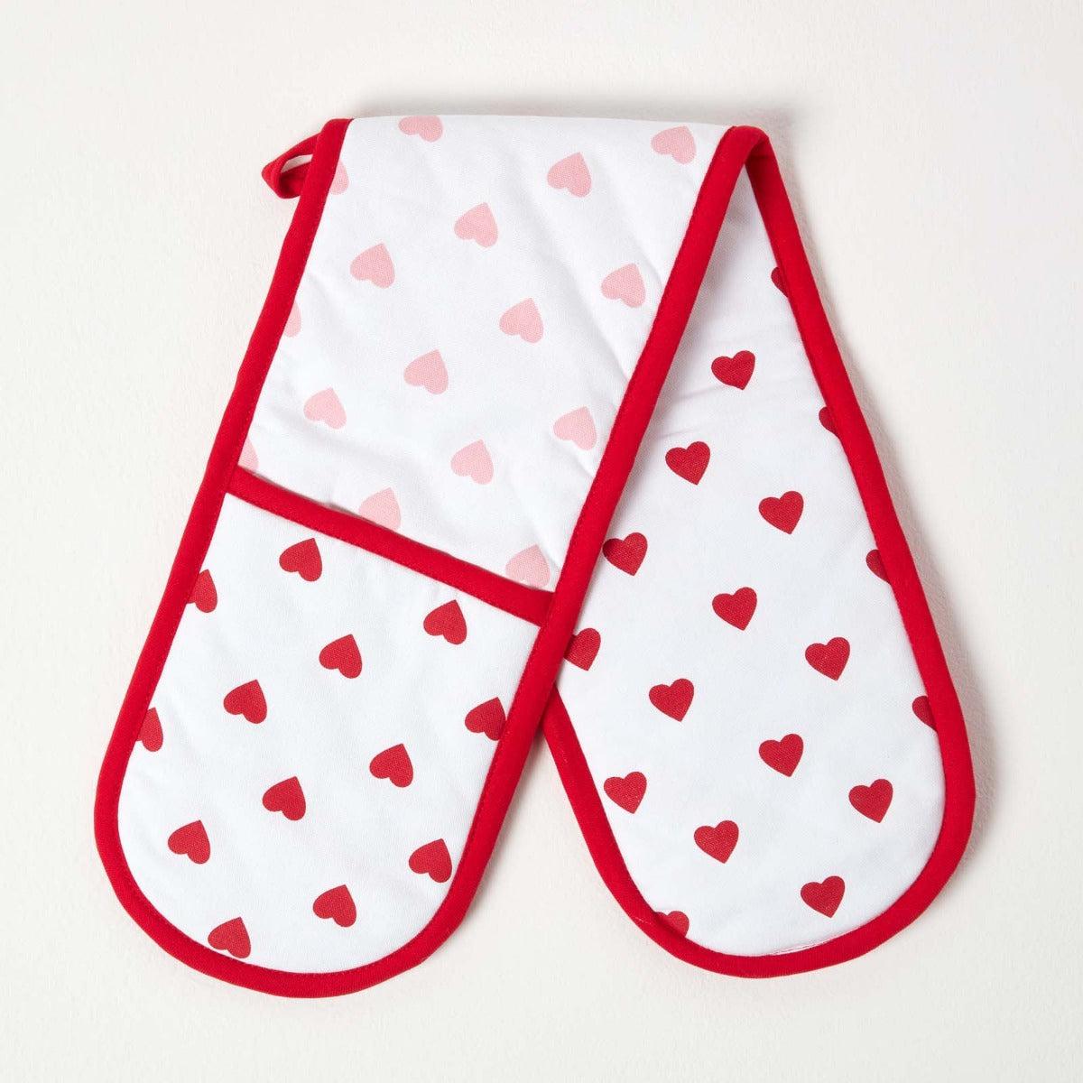 Red Hearts Cotton Double Oven Glove