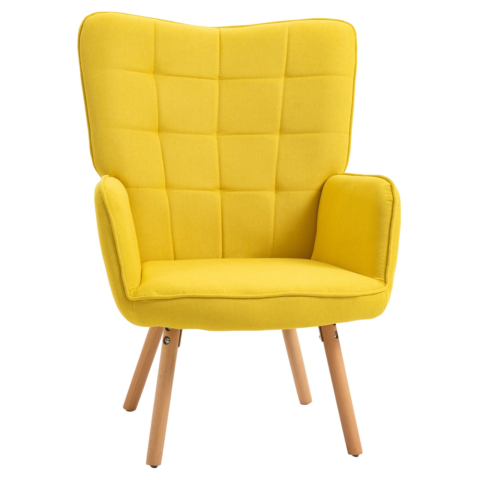 Accent Chair Velvet-touch Tufted Wingback Armchair | One Size | Yellow
