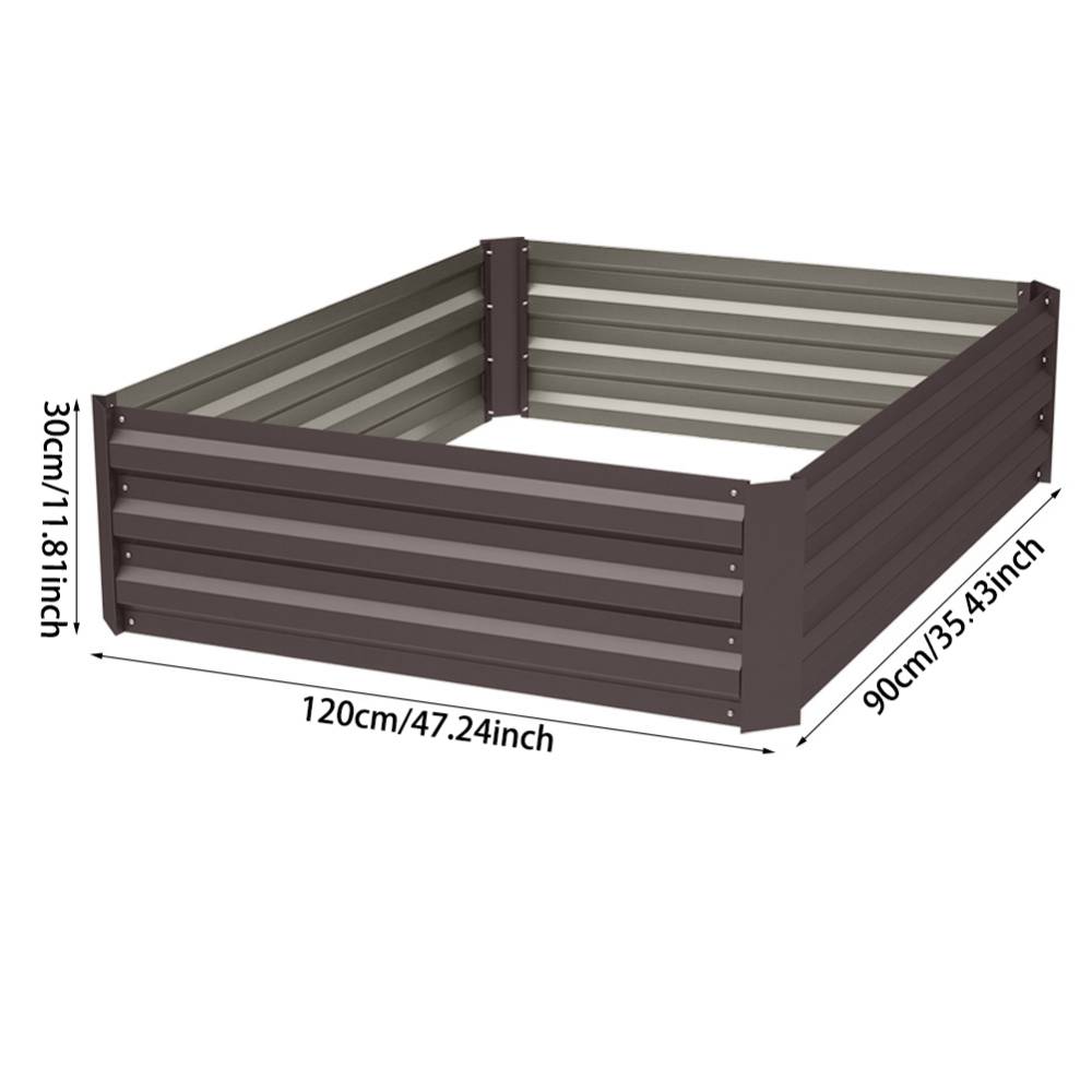 Galvanized Steel Square Raised Garden Bed Planter Box | Large | Brown