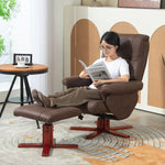 135 Degree Reclining Armchair With Footstool For Living Room | One Size | Brown