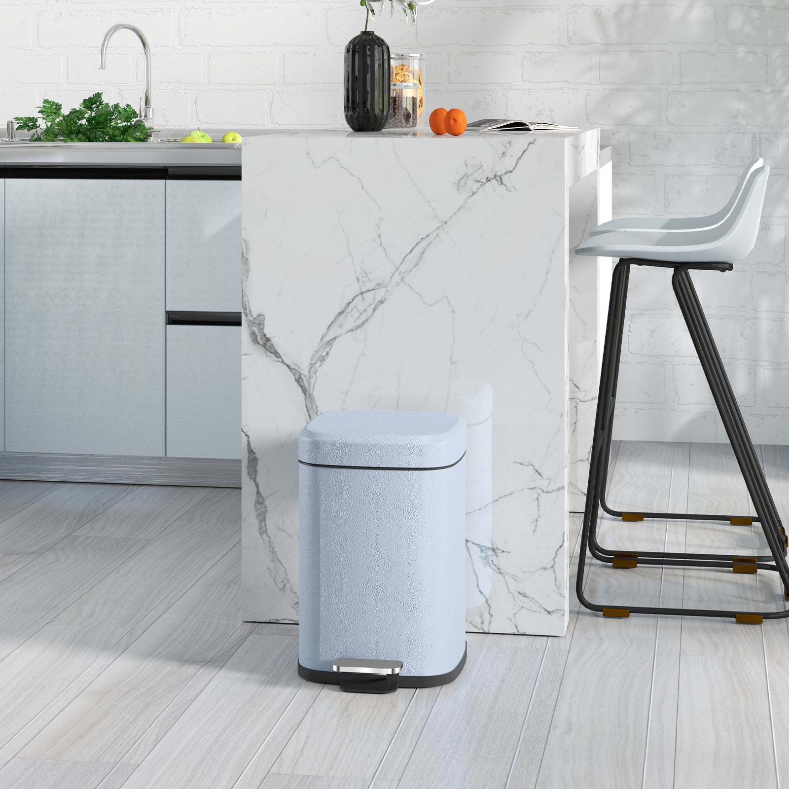 12/20l Kitchen Pedal Bin Metal Rubbish Bin Soft-close Lid | Medium | Blue