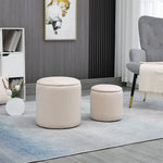 Modern Fabric Storage Ottoman, Set Of 2 | Cream
