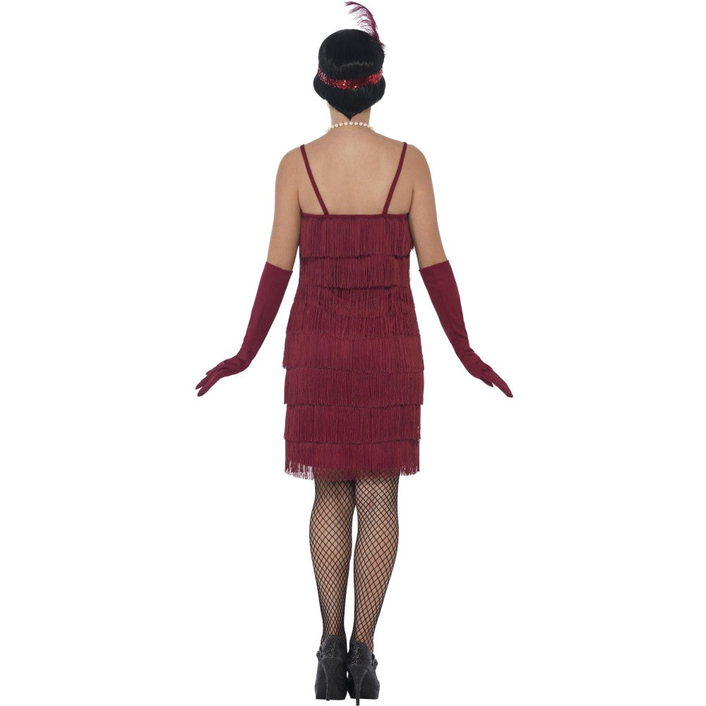 Flapper Costume, With Short Dress | Medium | Burgundy