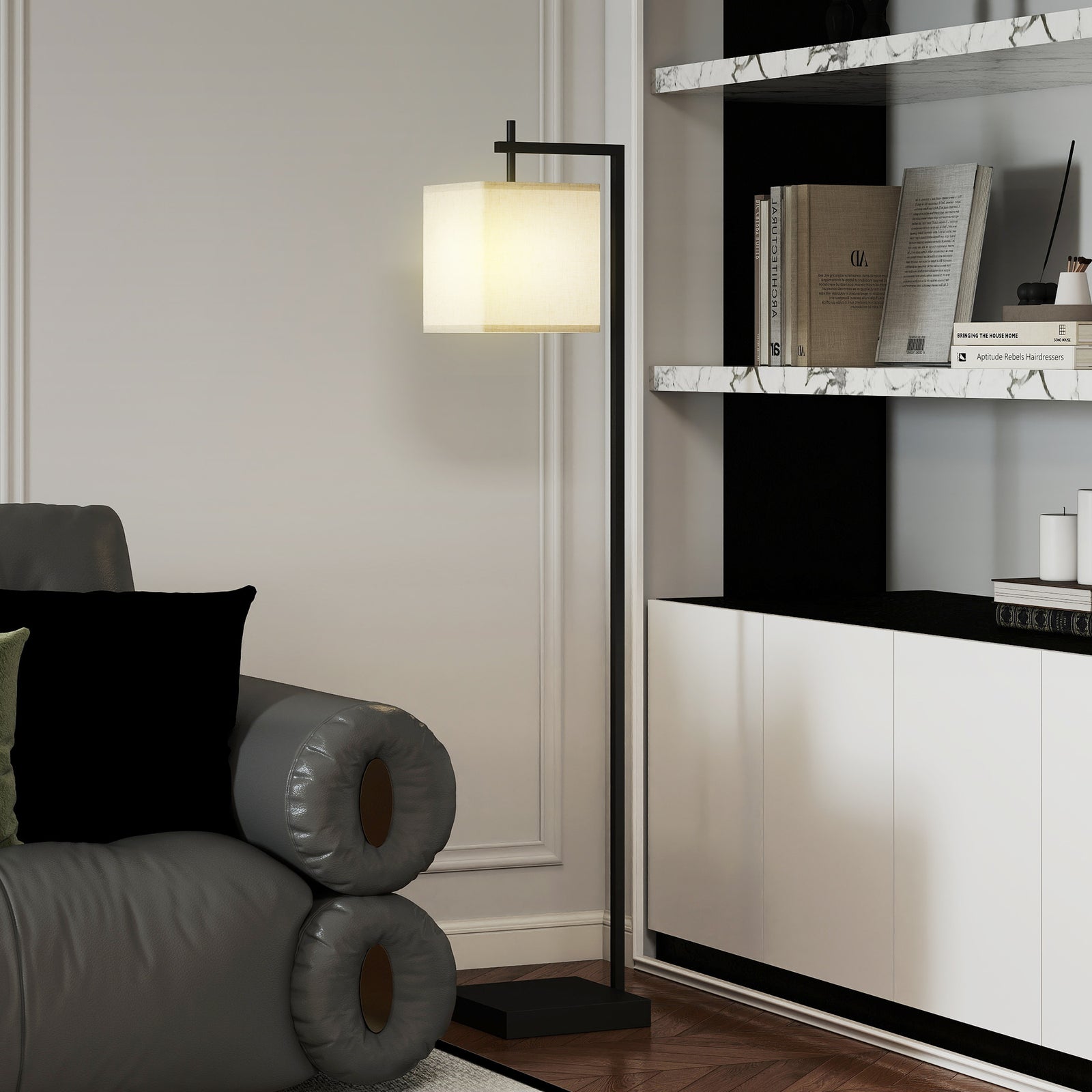 HOMCOM 66" Modern Floor Lamp For Living Room With 10 Brightness Levels