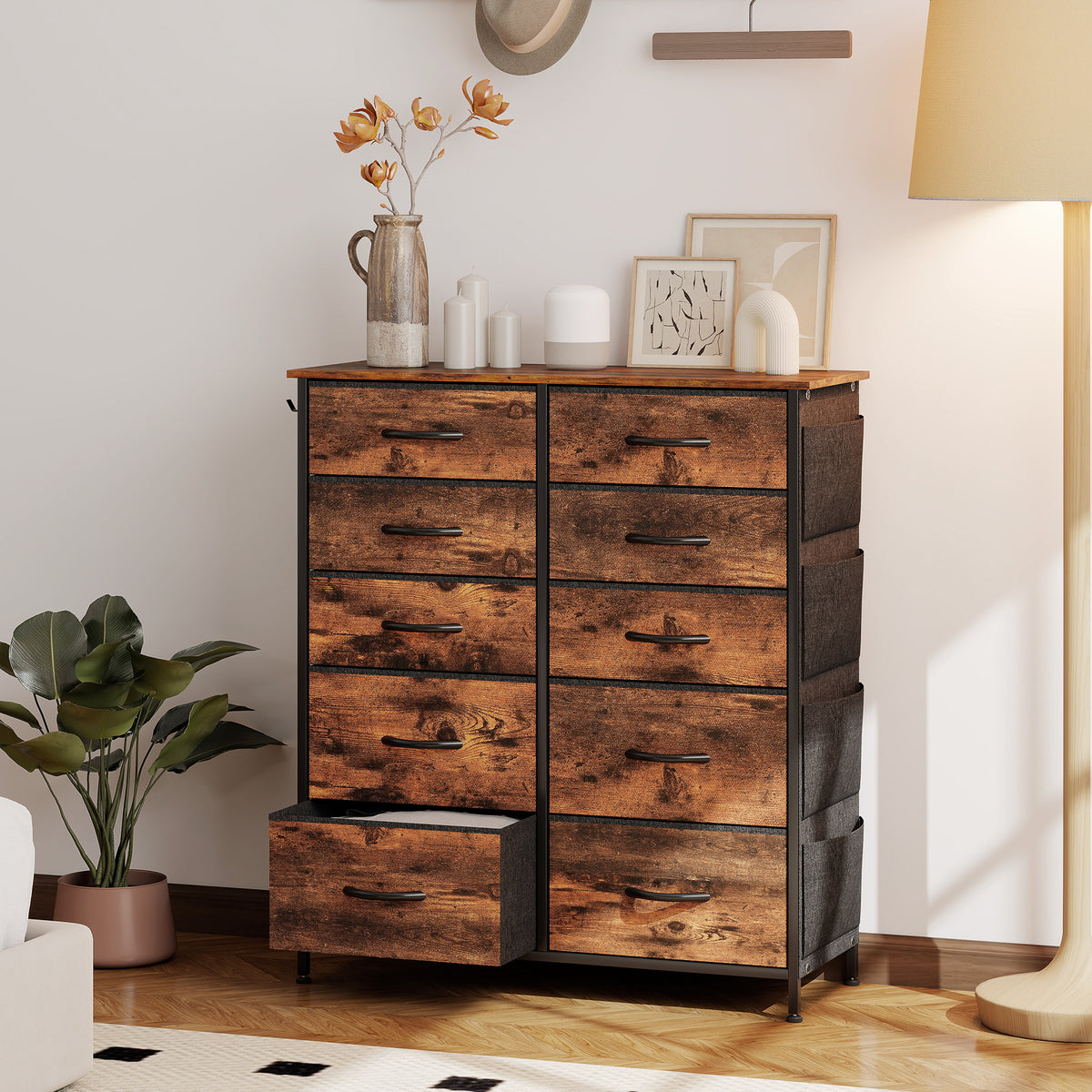 HOMCOM Fabric Chest Of Drawers, 10 Drawer Dresser For Bedroom