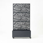 Metal Privacy Screen With Plant Pot - Leaf | Anthracite Grey