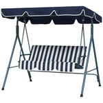 3-seat Swing Chair Garden Swing Seat W/ Adjustable Canopy | Blue