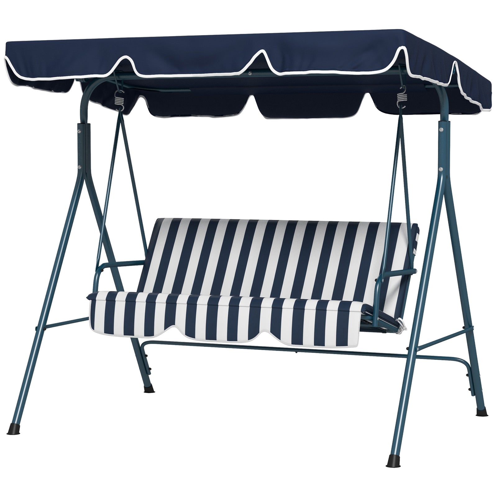 3-seat Swing Chair Garden Swing Seat W/ Adjustable Canopy | Blue