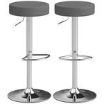 Bar Stools Set Of 2, Height Adjustable Breakfast Bar Chairs | Grey