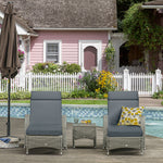 Set Of 2 Sun Lounger Cushions, Replacement Cushions | Dark Gray