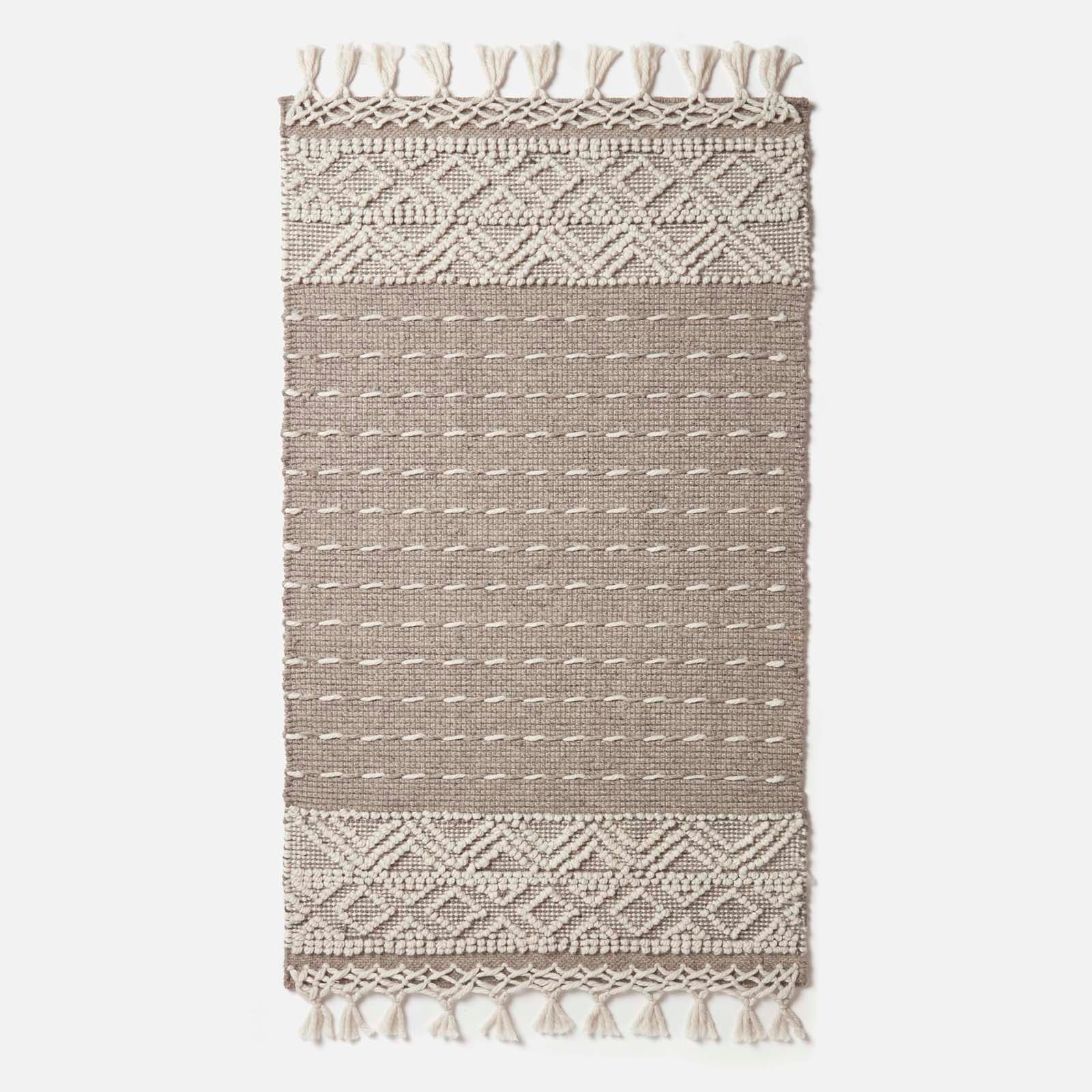 Patna Beige & Natural Kilim Wool Rug | 150cm x 220cm | Beige