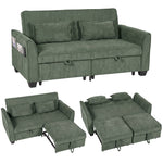 2 Seater Sofa Bed, 4-in-1 Convertible Pull Out Sleeper Sofa | Dark Green