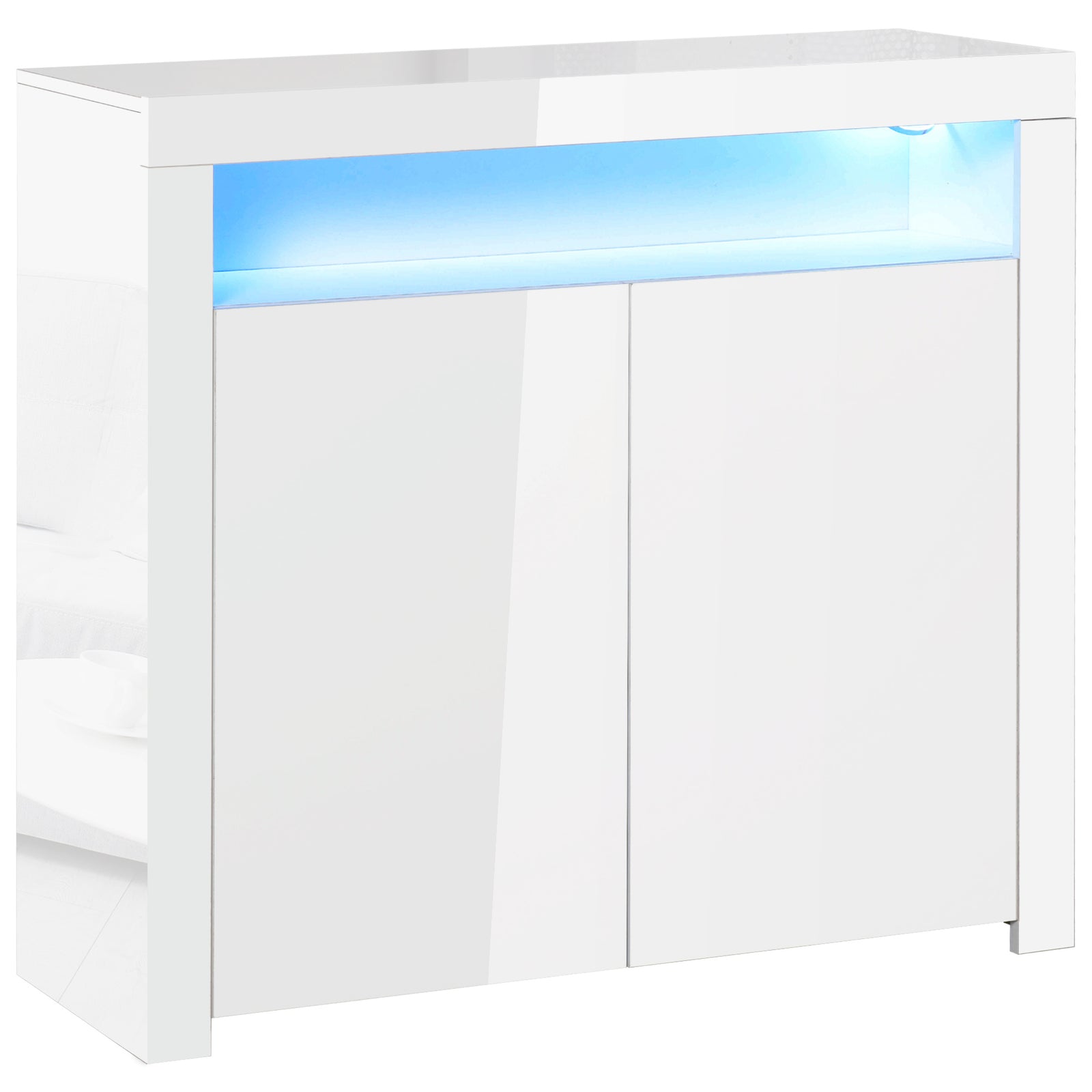 Modern High Gloss Rgb Led Cabinet Cupboard Console | One Size | White