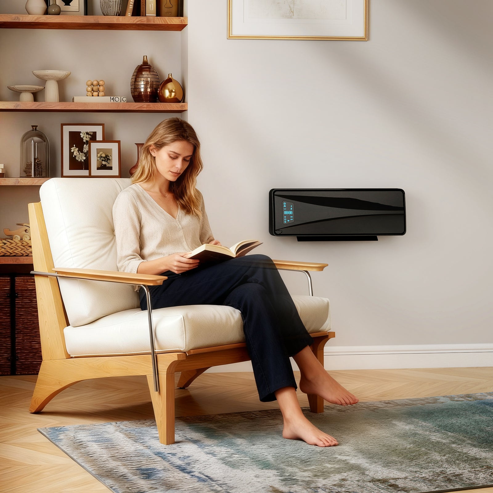 2000w Ceramic Electric Heater With Fan, Wall Heater | Black