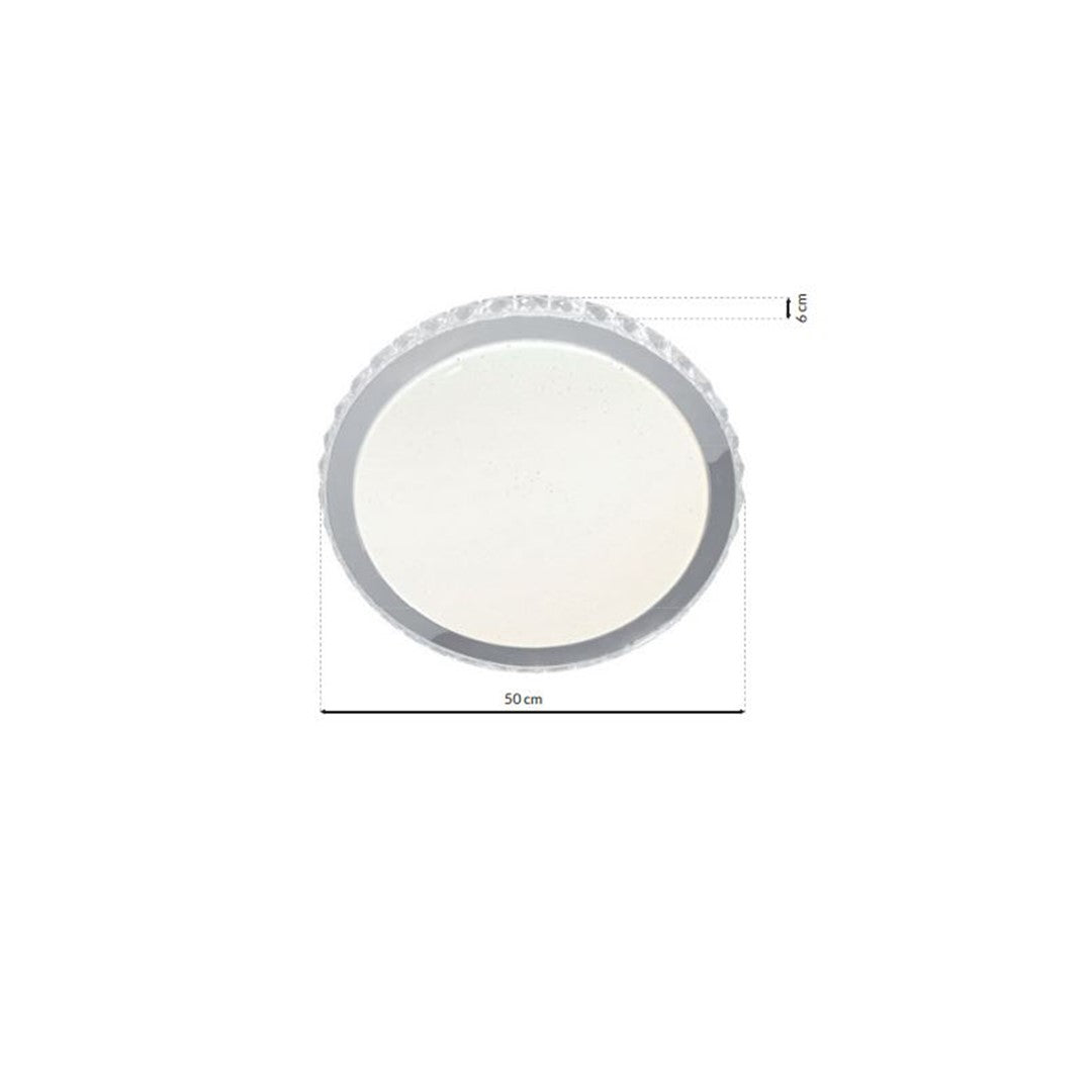 Layla Stylish White Ceiling Lamp Led Dimmable With Invluded Remote Shade Designed To Give The Effect Of A Starry Sky | 50cm | White