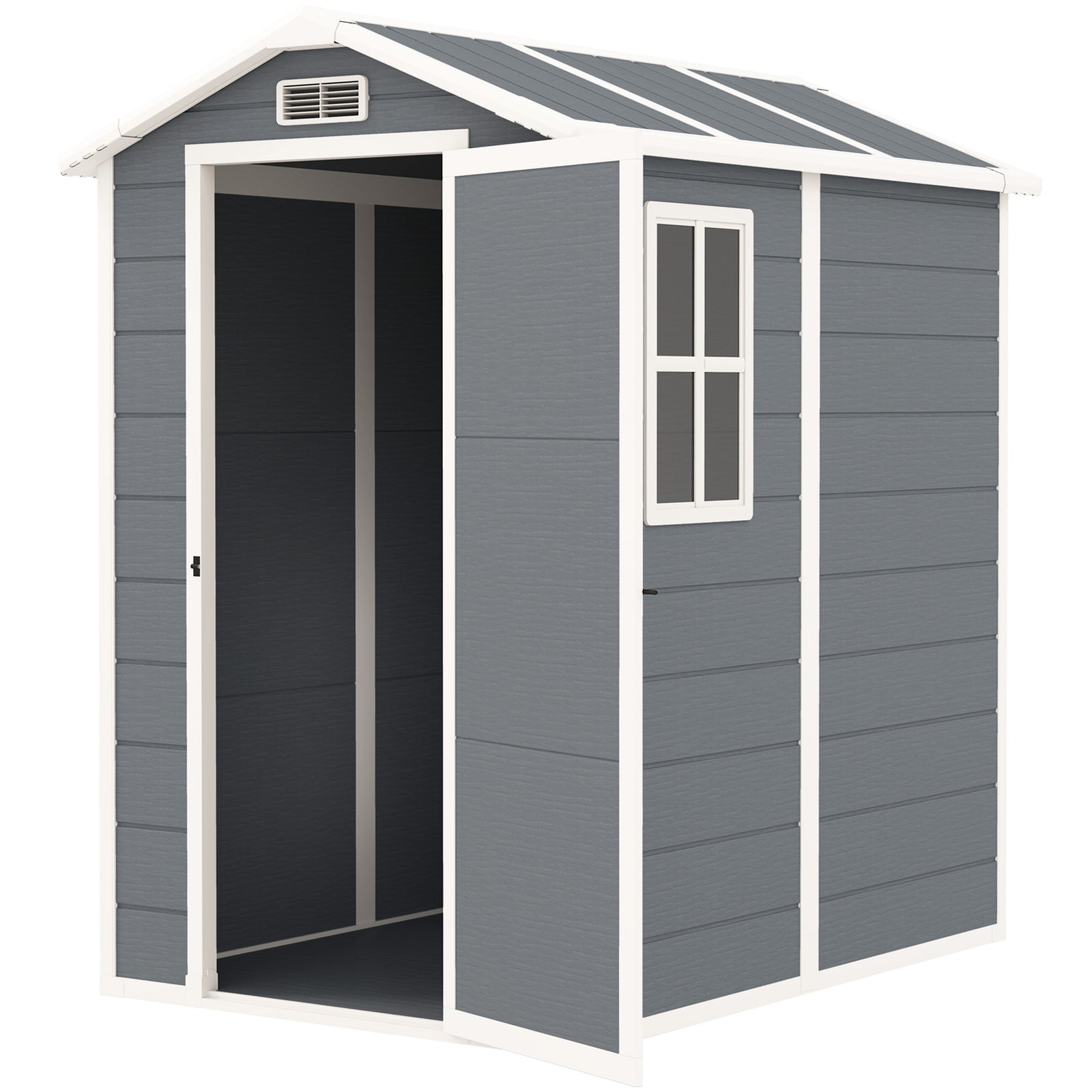 4 X 6ft Plastic Garden Shed W/ Floor, Window And Door