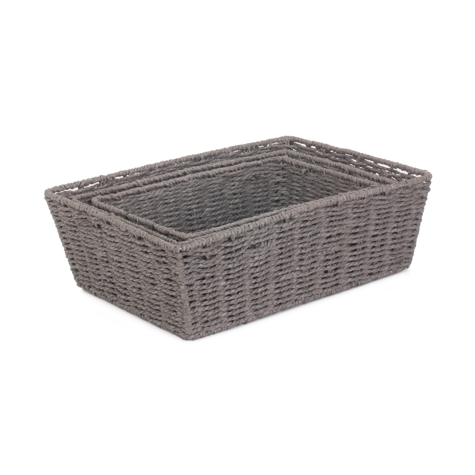 Grey Paper Rope Tray | Set-of-3 | Gray