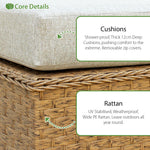 Buxton Rattan 9 Seat Rising Firepit Corner Set | Mixed Brown