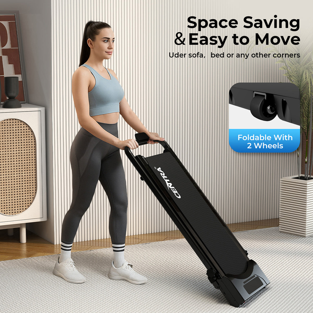 Centra Treadmill Running Machine Folding Walking Pad 4 In 1 Bluetooth Led Remote