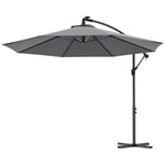 3m Led Patio Parasol W/ Solar Lights & Base