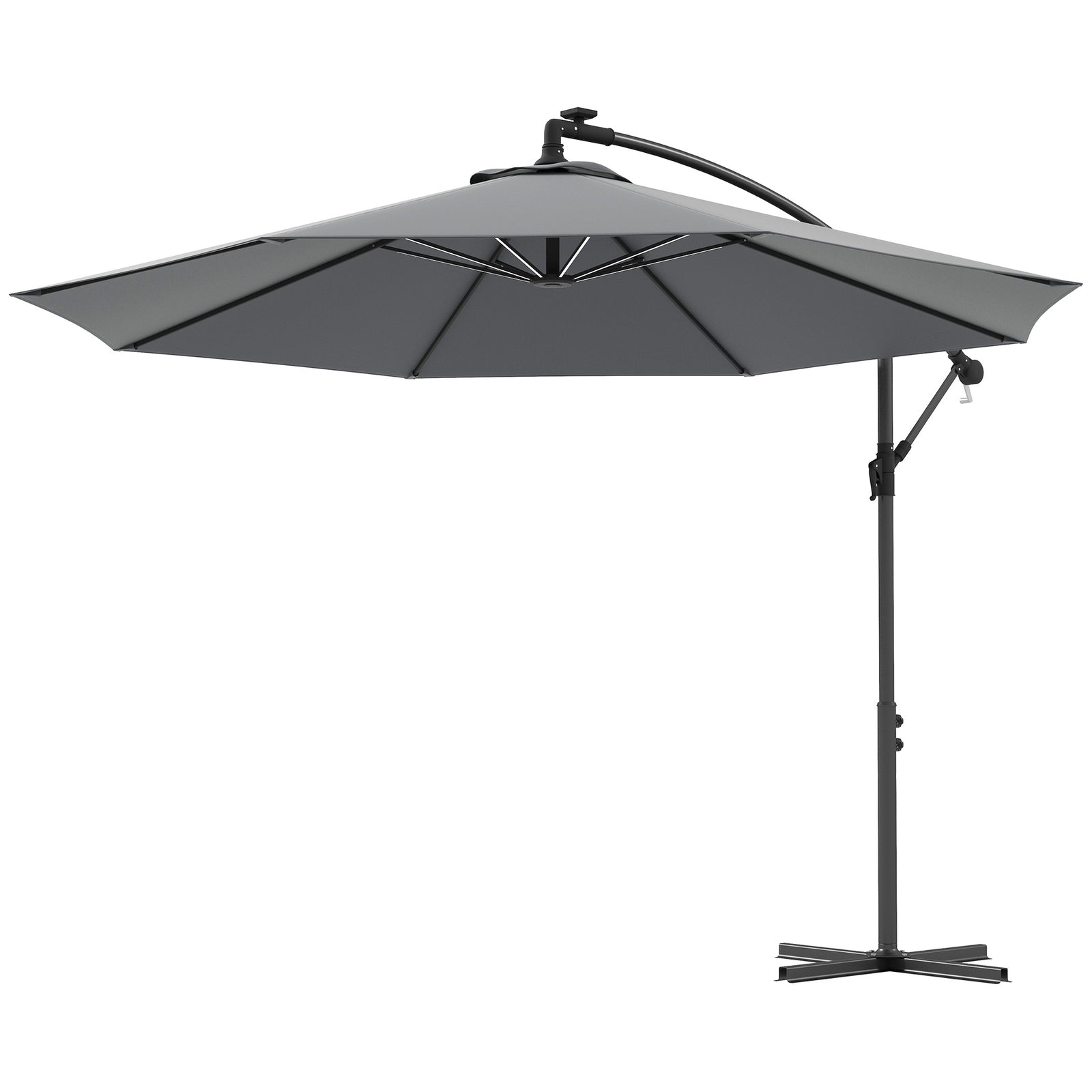 3m Led Patio Parasol W/ Solar Lights & Base