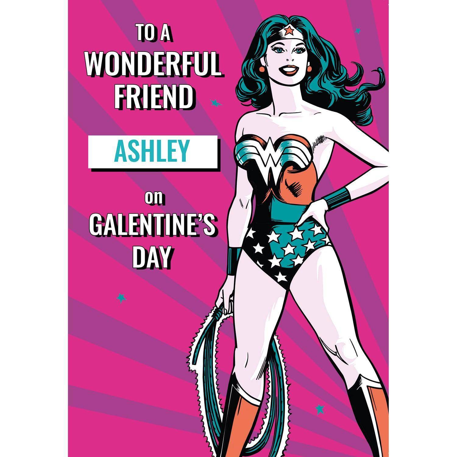 Wonder Woman Personalised 'galentine's' Valentine's Day Name Card Official Product