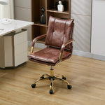 Modern Pu Leather Office Chair With Armrests, Gas Lift Height Adjustment | Brown