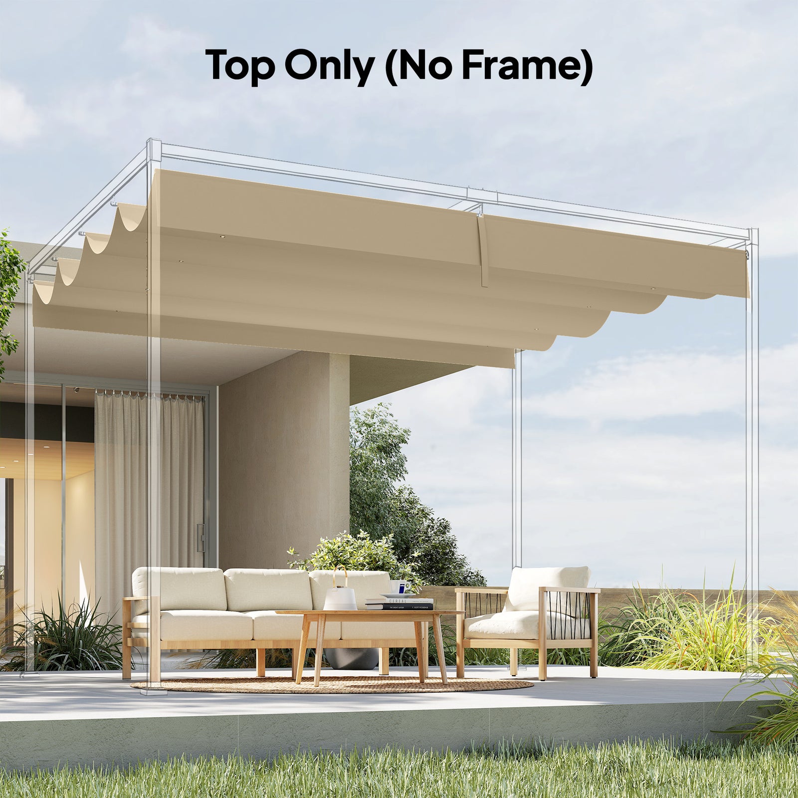 Retractable Pergola Canopy Only For 4 X 3 M Pergola | Khaki