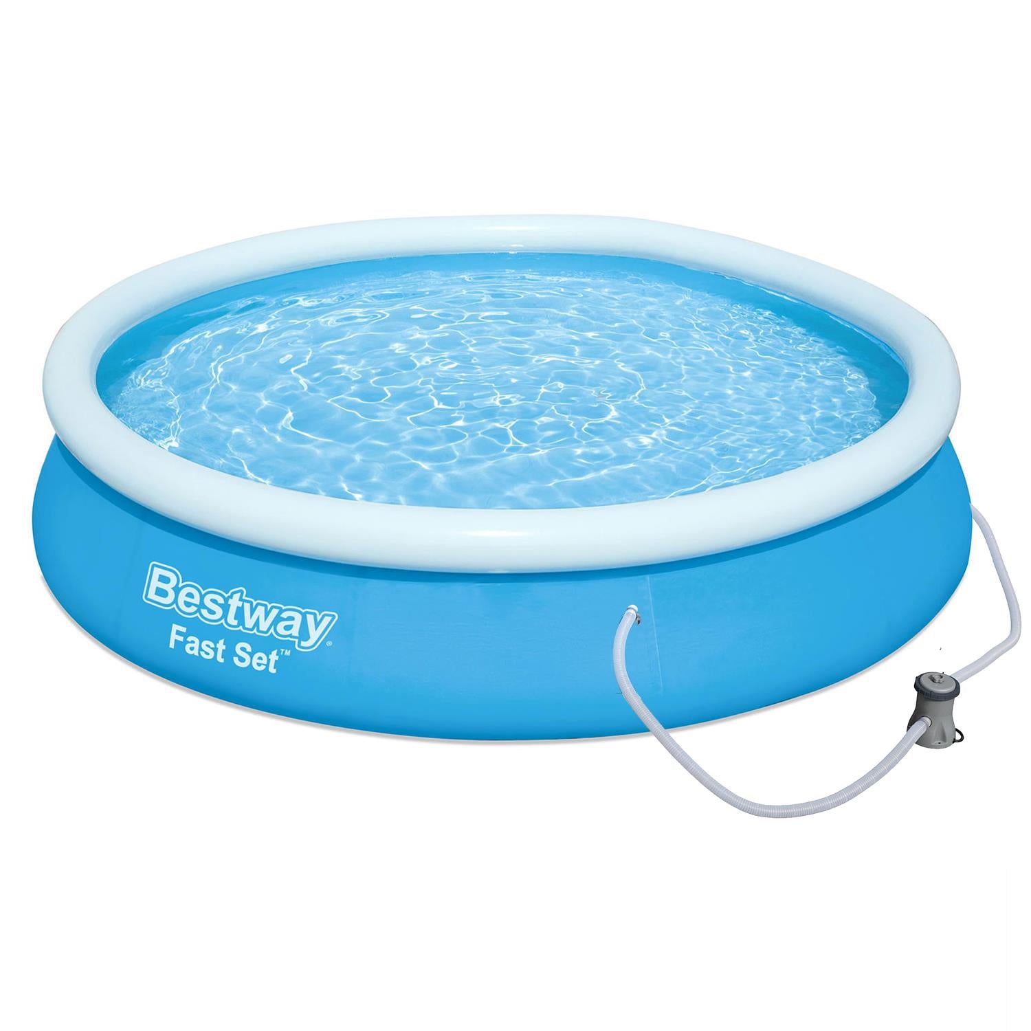Inflatable Family Paddling Swimming Round Pool 12ft X 30" With Filter Pump, 5377l