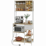 HOMCOM Kitchen Bakers Rack, Microwave Stand With Storage Shelves And 6 Hooks
