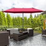 4.6m Double-sided Sun Umbrella W/ Base | Red