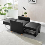 Pull Out Single Linen Armchair Bed - 1 Seater | Black