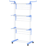 Foldable Clothes Drying Rack Steel Garment Dryer Casters | One Size | Blue