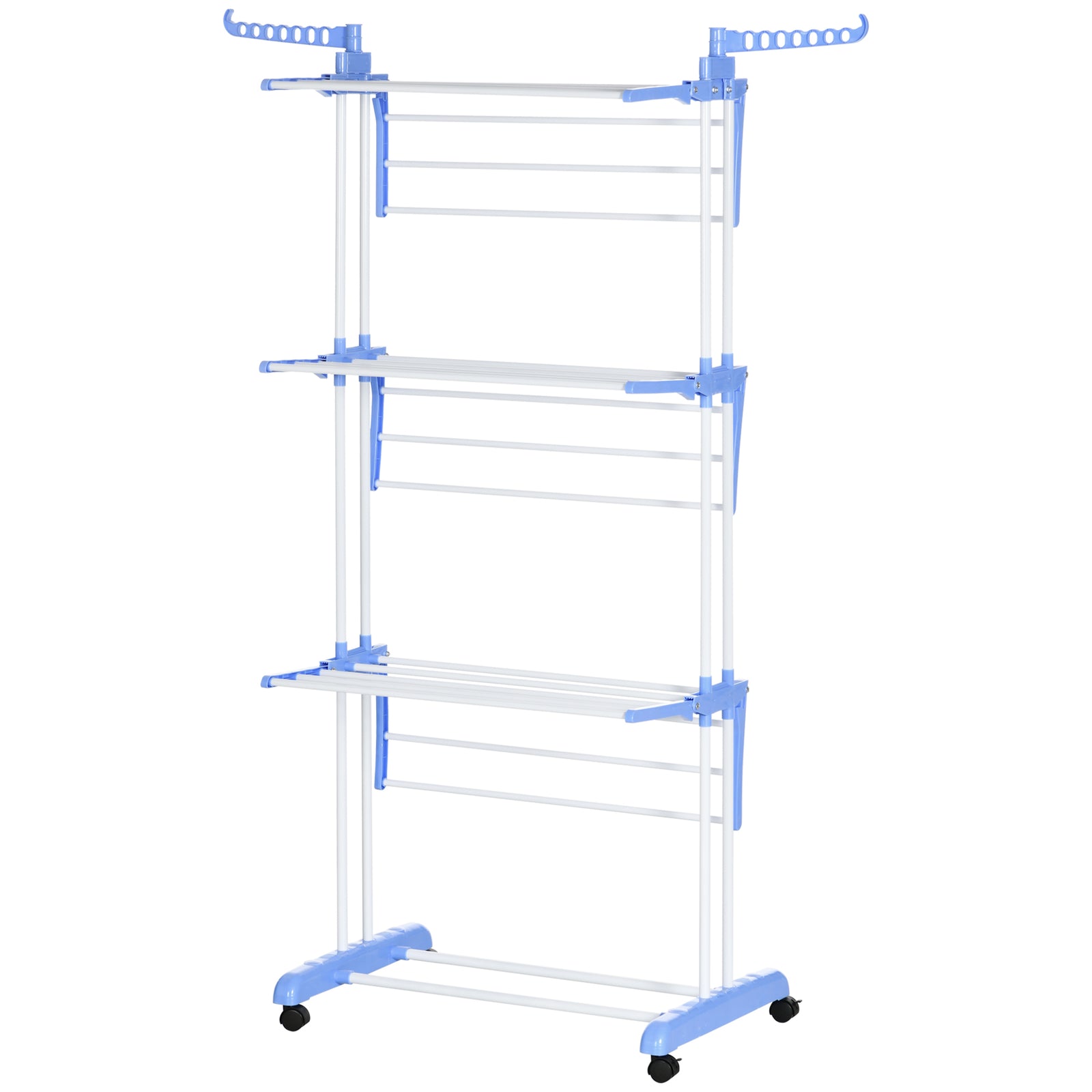 Foldable Clothes Drying Rack Steel Garment Dryer Casters | One Size | Blue