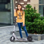 Folding Kick Scooter Teens Adult Ride On 2 Big Wheels | White