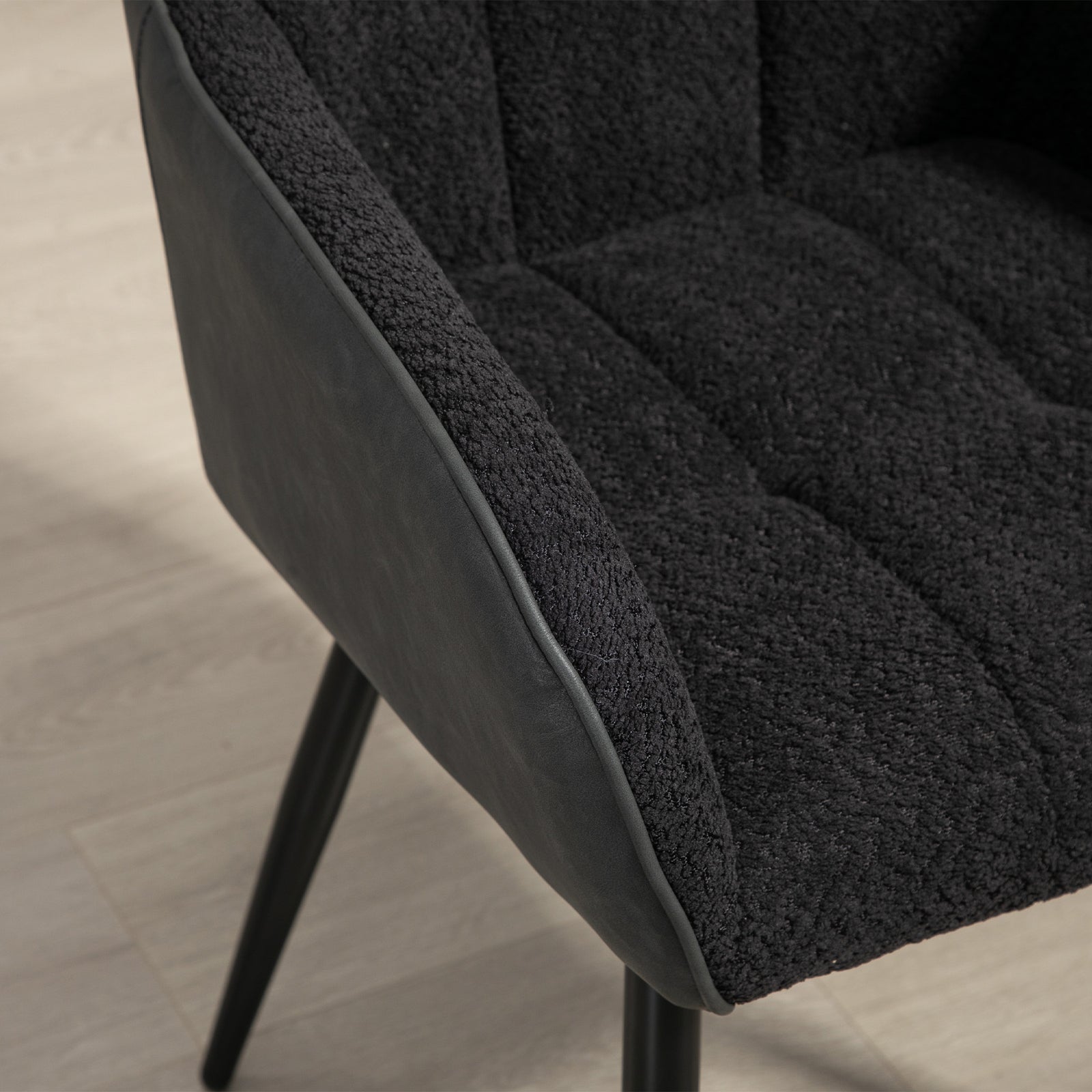Accent Chair W/ Foot Pads And Chenille Fabric Arm Chair | Black
