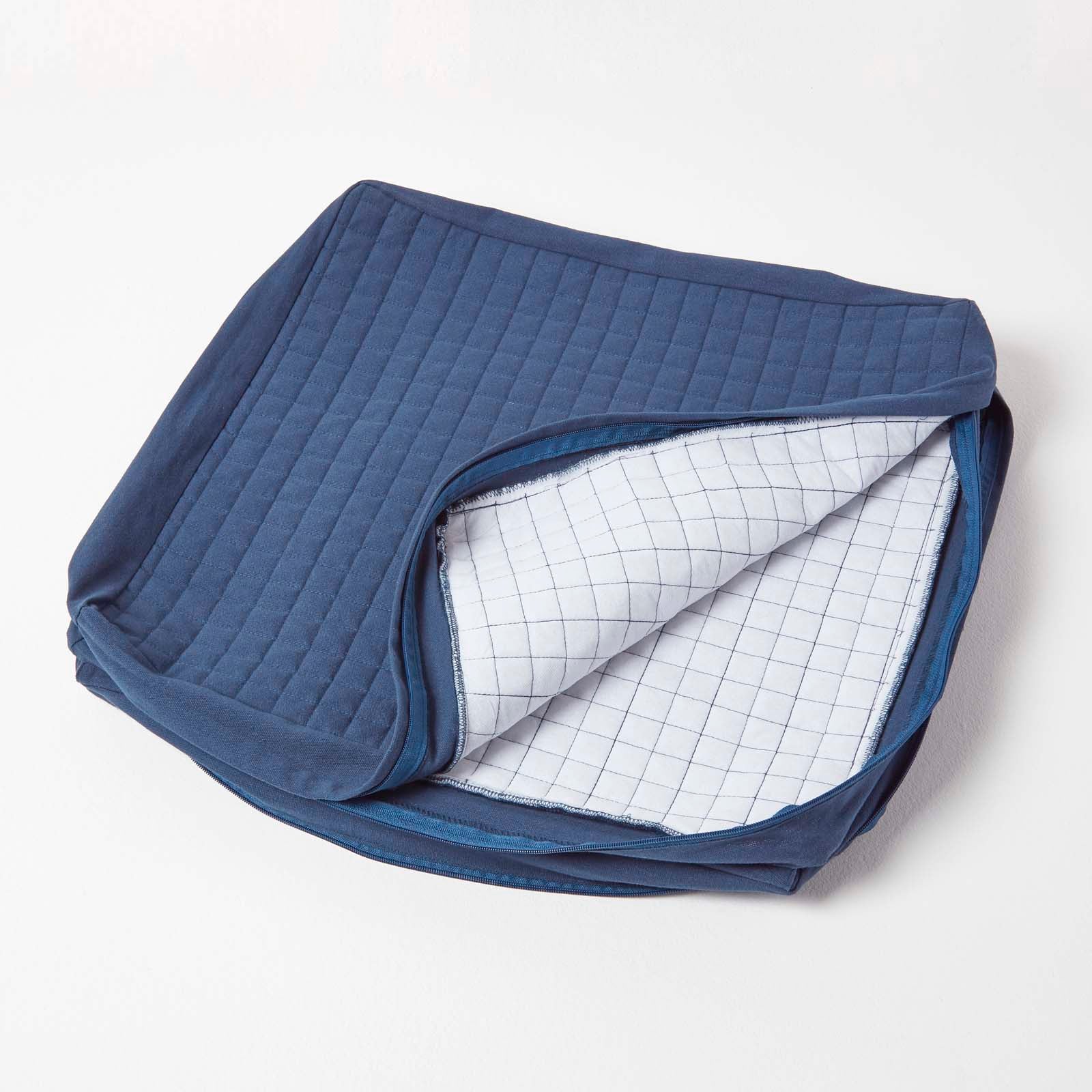 Quilted Cotton 3 Seater Orthopaedic Booster Cushion Cover | 50cm x 150cm | Navy Blue