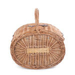 Oval 4 Person Green Tweed Picnic Wicker Basket