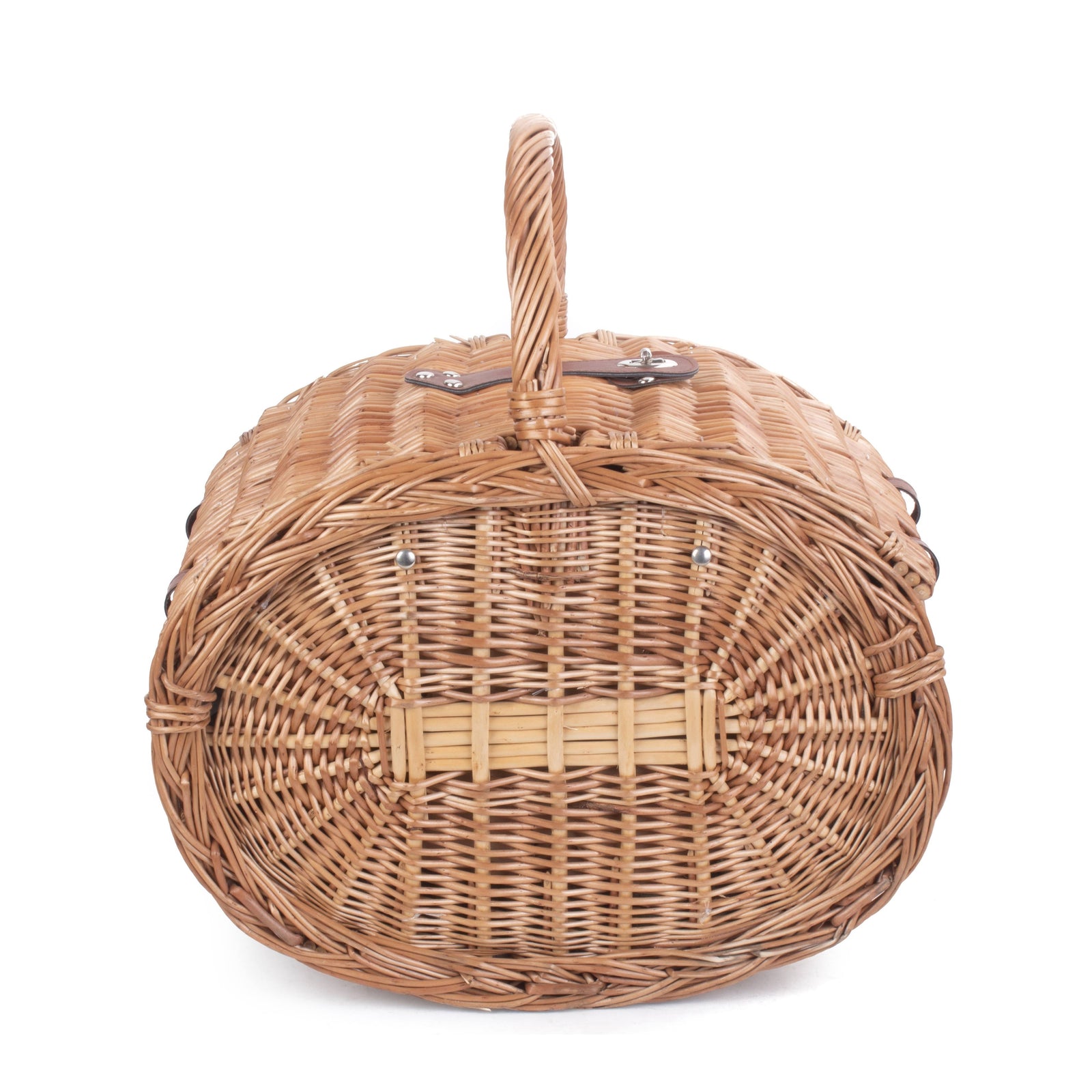 Oval 4 Person Green Tweed Picnic Wicker Basket
