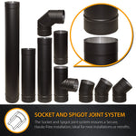 Flue Pipe Various Angled Elbow Bends for 5" inch (125mm) | 30 Degrees | Black
