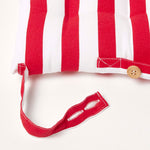 Red Stripe Seat Pad With Button Straps 100% Cotton, 40 X 40 Cm | Set of 1 | Red