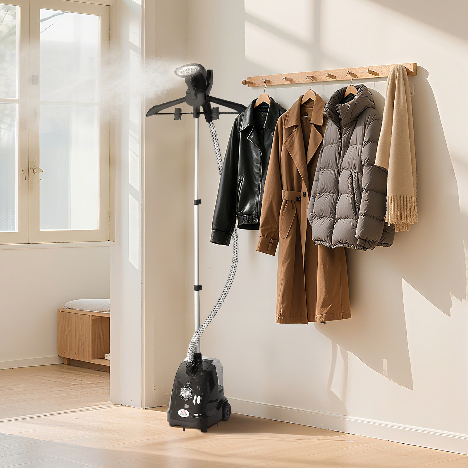 HOMCOM Clothes Steamer With Adjustable Pole 41-110 Cm Black