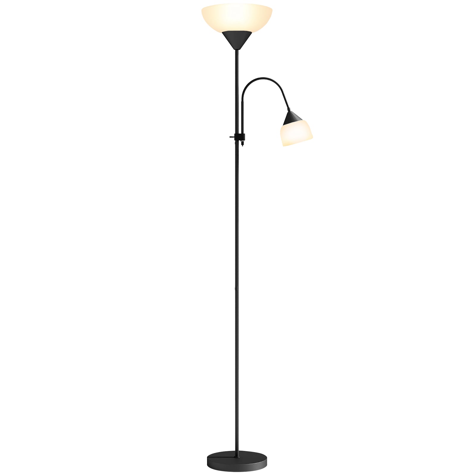 HOMCOM Mother-child Floor Lamp Duo Light With 2 Switches And Round Base