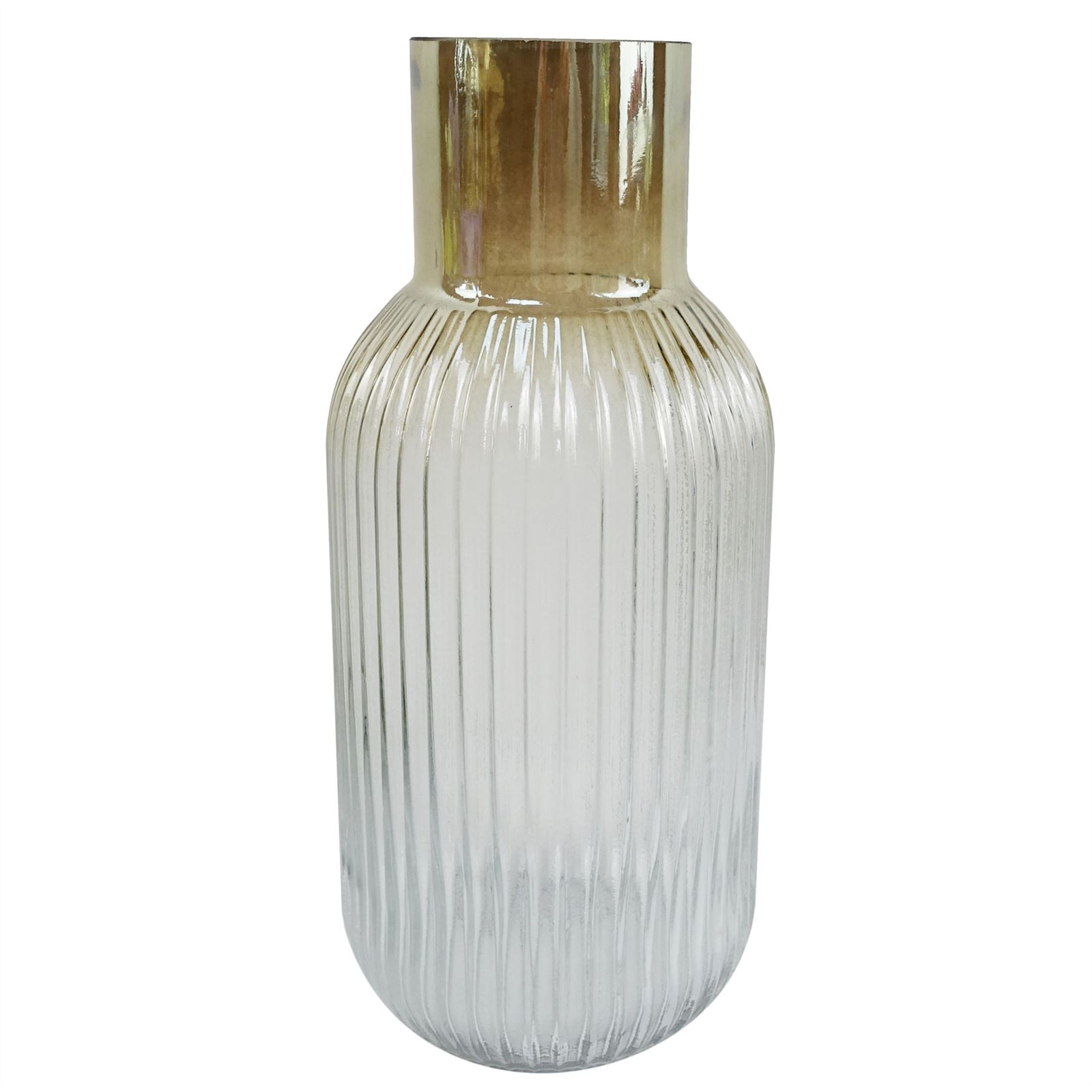 80cm Artificial Gold Palm Leaves Gold Ombre Glass Vase