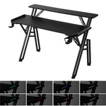 2-tier Gaming Desk With Mouse Pad, Cup Holder & Headphone Hook Sturdy Computer Table With Rgb Led Lights, App & Remote Control 120/140/160cm W | Medium