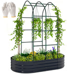 5 X 3 X 6ft Galvanised Raised Garden Bed With Trellis | Dark Grey