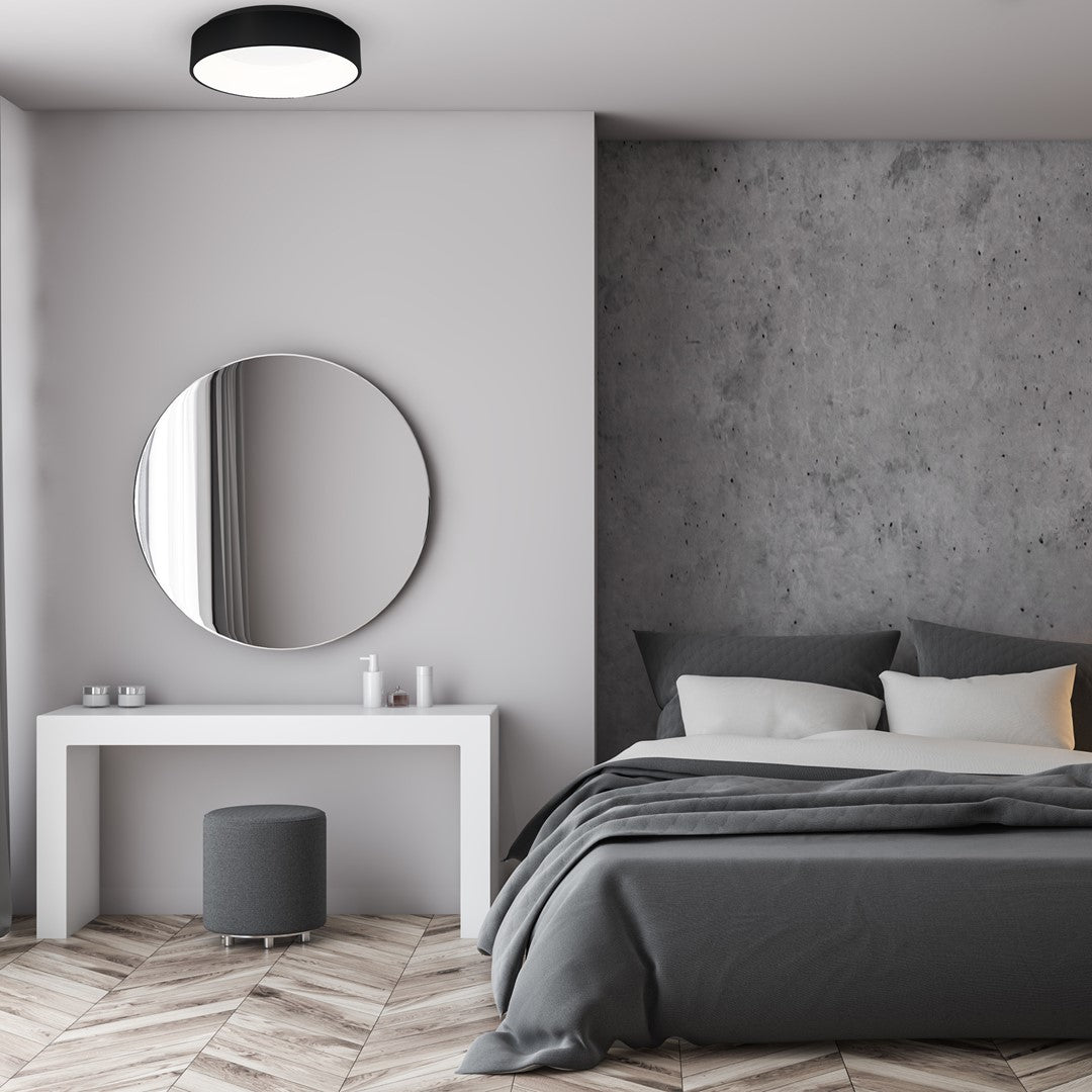 Ohio Led Flush Ceiling Lamp In Stylish Matt Black 24w(122w) With A Diameter Of 45cm