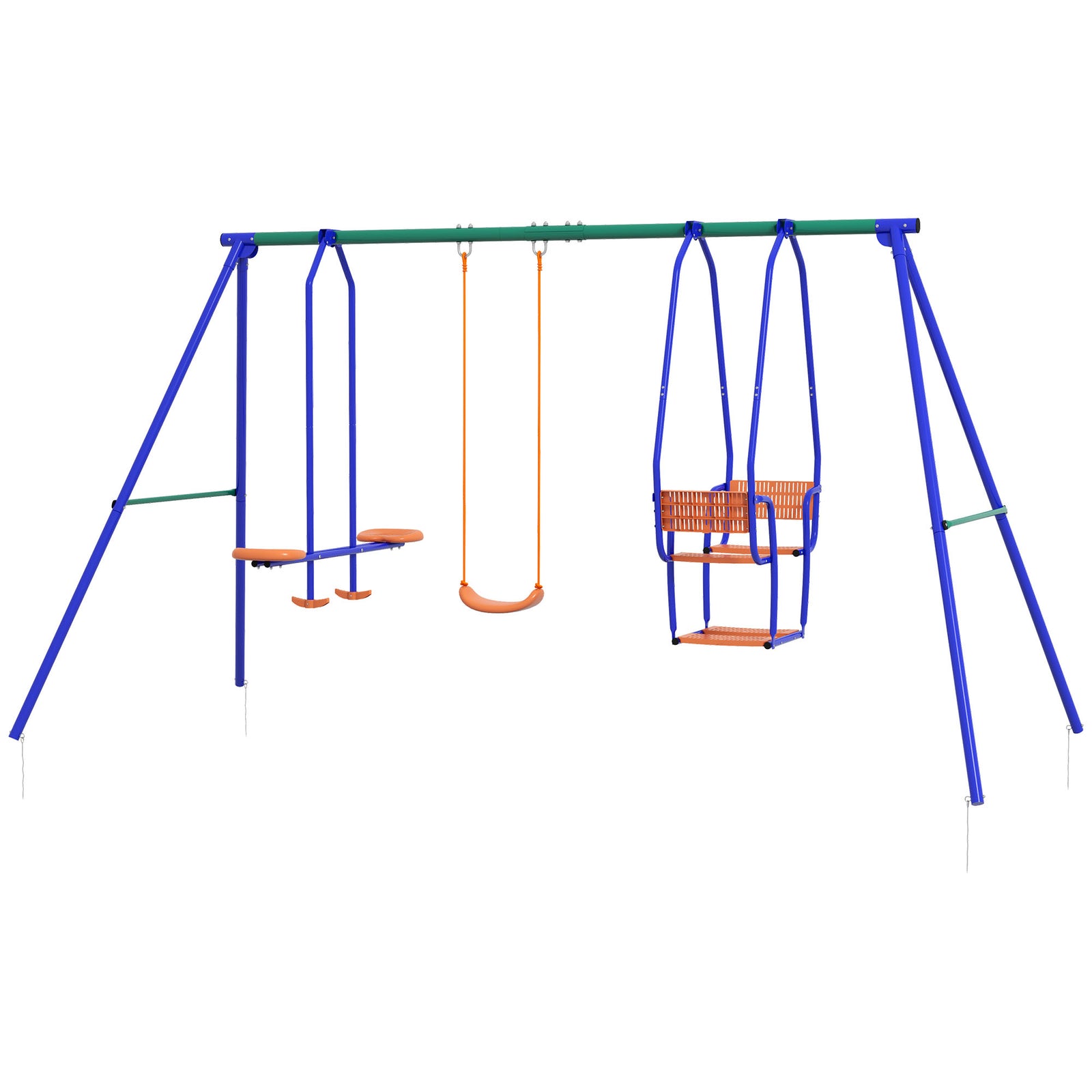3 In 1 Metal Kids Swing Set With Swing, Glider, Rocking Chair