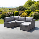 Della Grey Sectional Rattan Corner Sofa + Stool | One Size | Light Grey