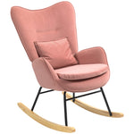 Velvet Rocking Chair With Lumbar Pillow, Bedroom